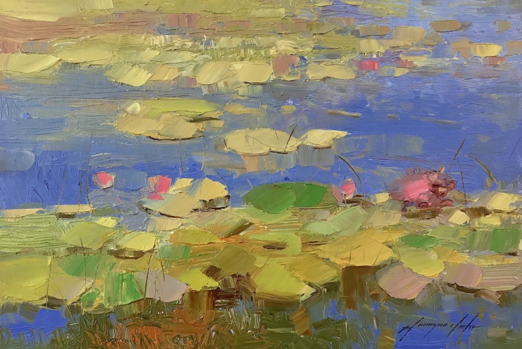 Waterlilies, Original oil Painting, Handmade artwork, One of a Kind                    